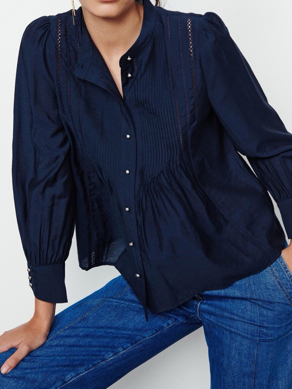 ba&sh Laura Shirt in the navy blue